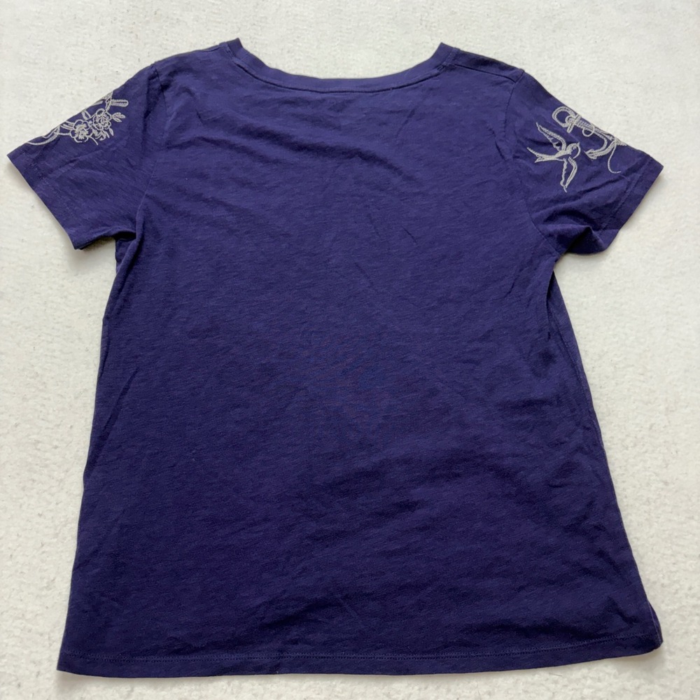 J. Crew Embroidered Knit Cotton T-Shirt Large Nautical‎ Coastal Beachy Preppy - Picture 3 of 8